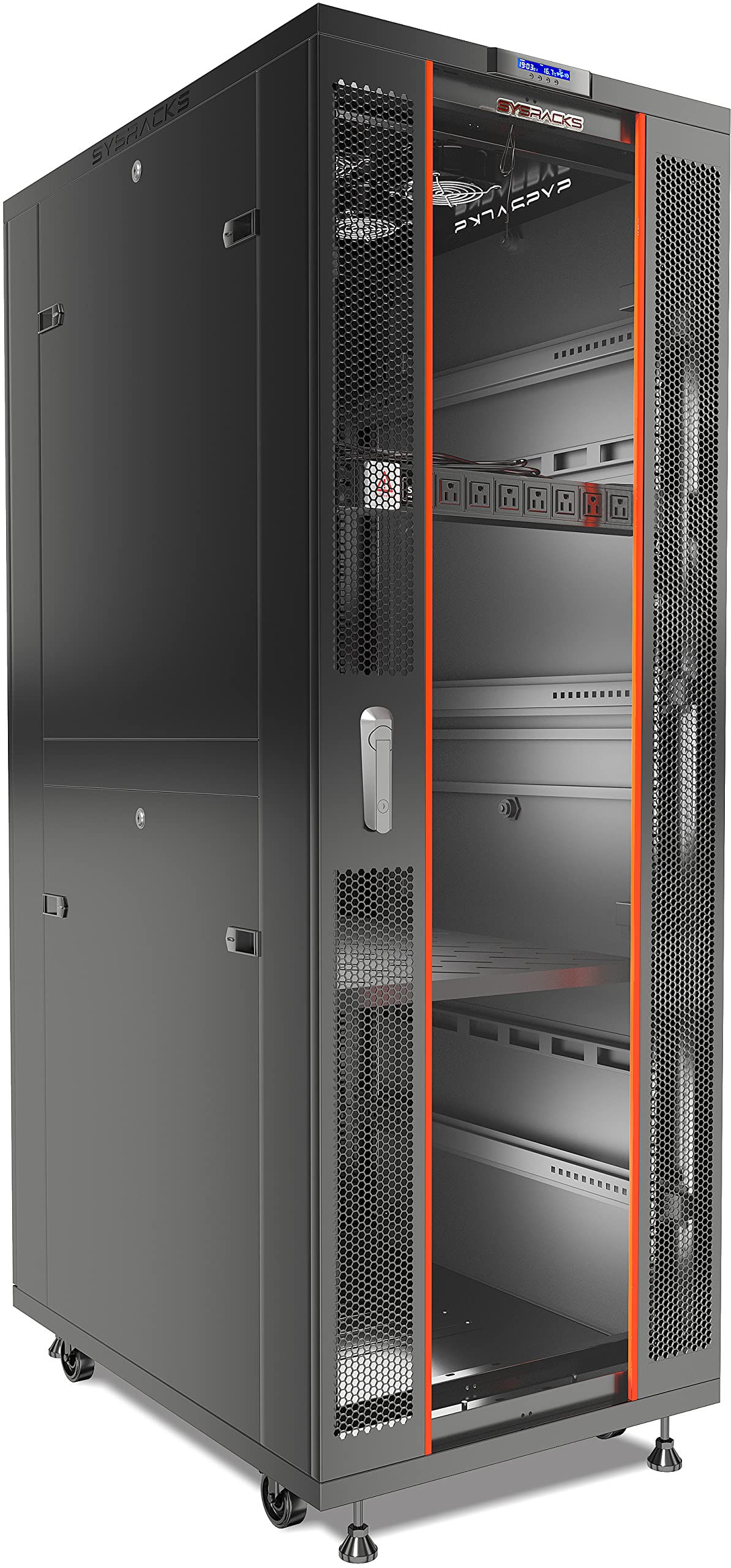 Sysracks   Server Rack   Locking Cabinet   Network Rack   Av Cabinet   42 U   Rack Mount   Free Standing Network Rack  Server Cabinet   Caster Leveler   Rack Shelf   Cooling Fan   Thermostat   Pdu